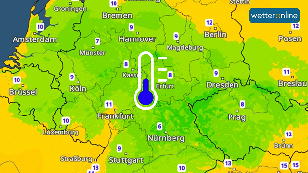 TemperaturRadar zeigt vielerorts Tiefstwerte unter 10 Grad