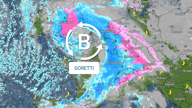 La borrasca Goretti dejará lluvias abundantes y viento intenso.