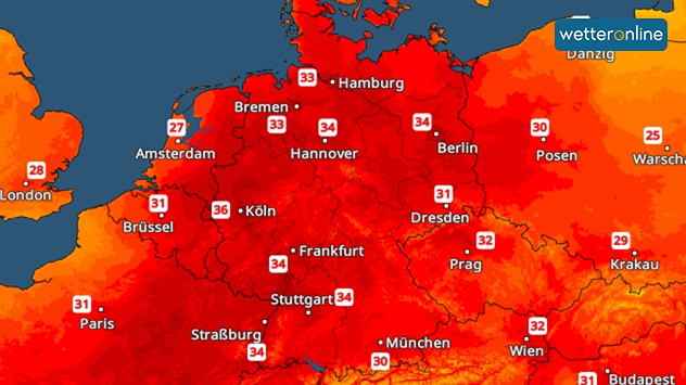 TemperaturRadar: Höchstwerte über 30 Grad am Sonntag