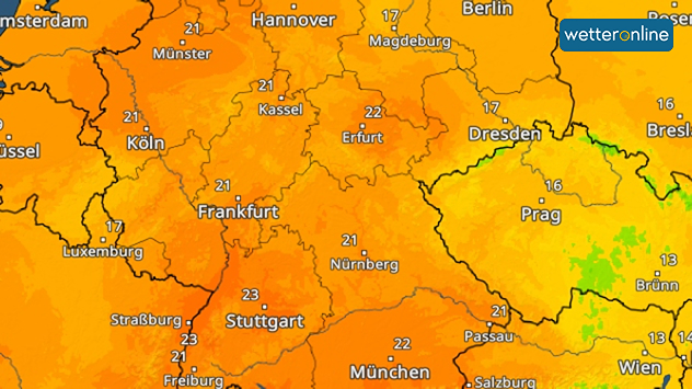TemperaturRadar Donnerstag: Vielerorts wird die 20-Grad-Marke erreicht