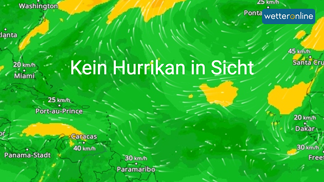 WindRadar über dem Atlantik ohne Hurrikan-Aktivität.