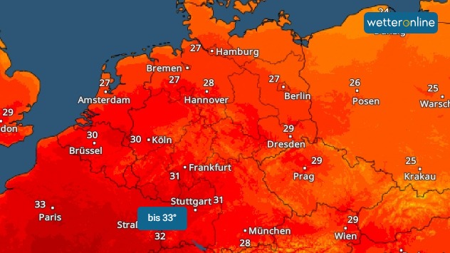 TemperaturRadar Dienstag TemperaturRadar zeigt Höchstwerte für Dienstag