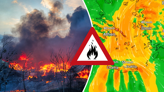 Ein stürmischer Wind, der Meltimi, facht die Brände immer wieder an