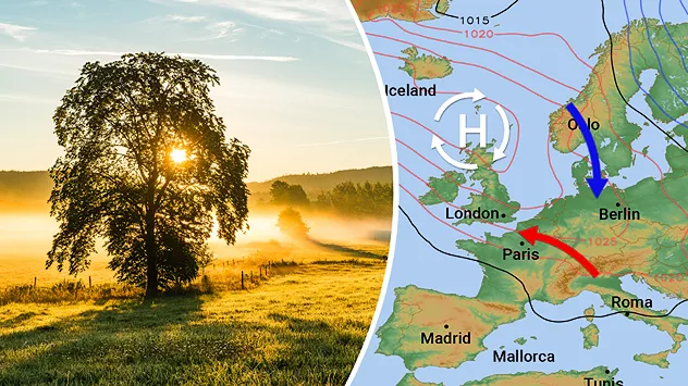 Ein Hoch sorgt für ab Dienstag für freundliches Wetter. Vor allem die Nächte werden aber sehr frisch.