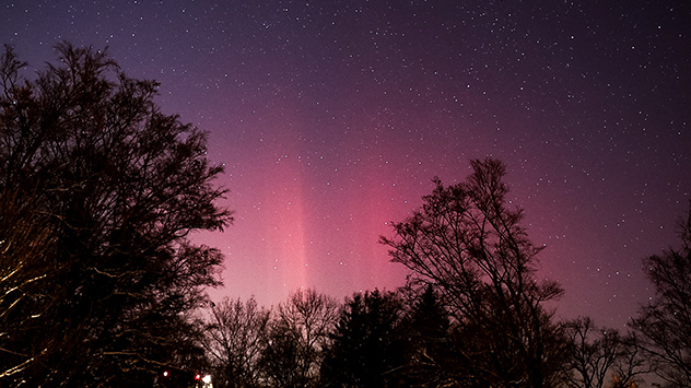 Selbst in Dresden ist das Polarlicht mit einem roten Schimmer zu sehen.
