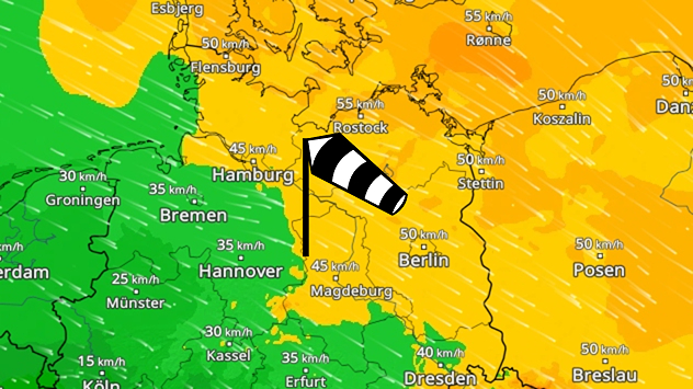 WindRadar für Freitagnachmittag WindRadar für Freitagnachmittag