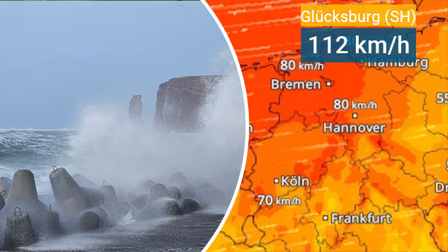 Sturmtief JITKA fegt am Mittwoch auch über Helgoland.