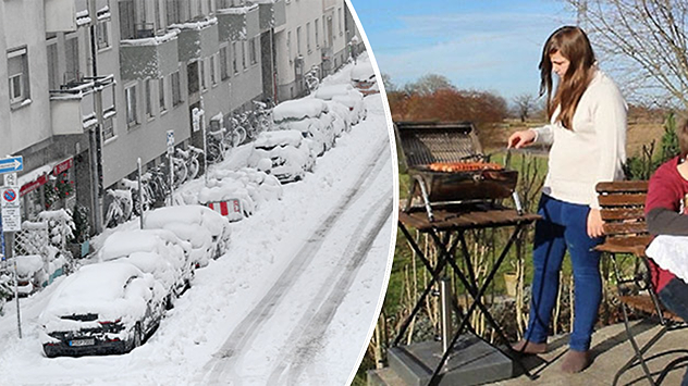 Wetterextreme im Dezember: Schneemassen in München - Grillwetter in Freiburg