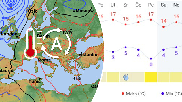 Oblaci negdje donose kišu. Danju oko 15C