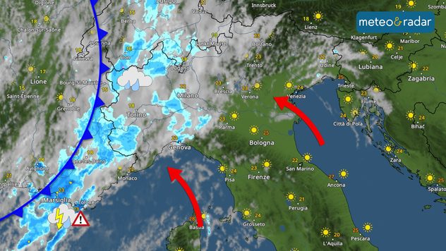 Fronte freddo che approccia il nord Italia