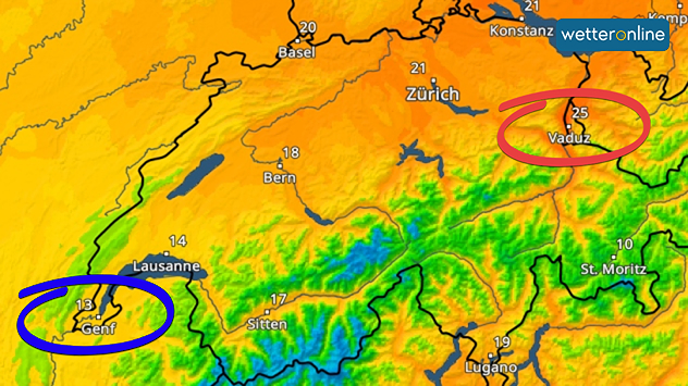 Grosse Temperaturunterschiede im TemperaturRadar