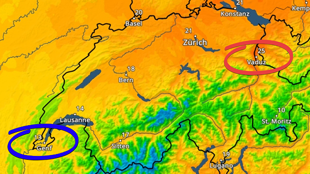 Grosse Temperaturunterschiede im TemperaturRadar