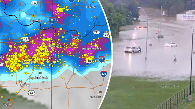 Heavy rain led to flooding in Kansas City overnight.