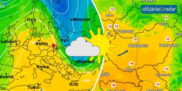 Hőmérsékleti térképek, amikből az enyhülsé állapítható meg: mind a magasban látható a melegedés, mint pedig a felszínen