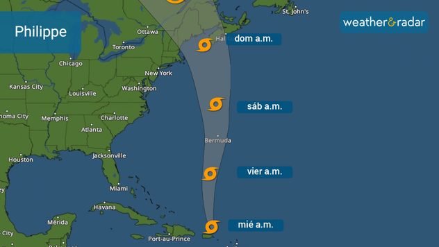Trayectoria de Philippe emitida el miércoles por la mañana por el Centro Nacional de Huracanes. 