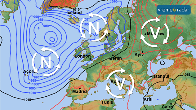 Sistemi niskog pritiska iznad Atlantika