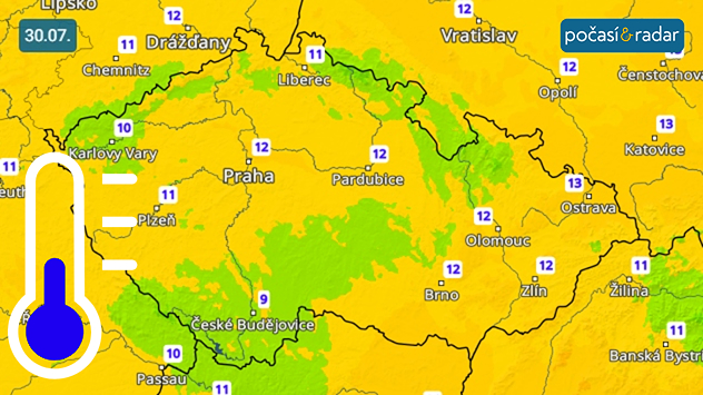 Předpověď minimálních teplot v Česku na noc z úterý na středu 30. 7.
