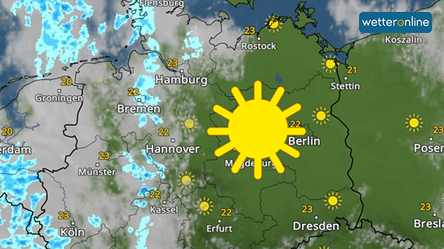 WetterRadar zeigt viel Sonne im Osten Deutschlands