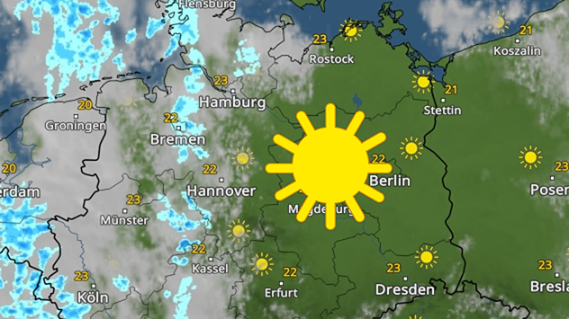 WetterRadar zeigt viel Sonne im Osten Deutschlands
