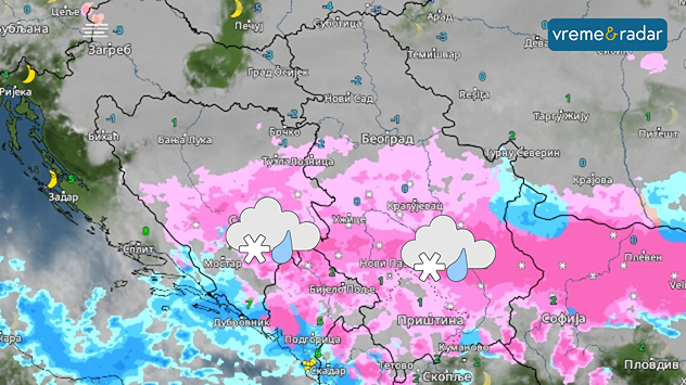 Kiša i sneg u subotu