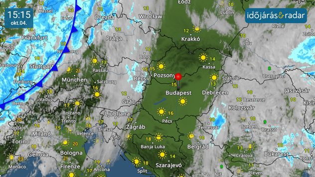 Szombat estére megváltozik az időjárási helyzet, ugyanis éjszaka frontátvonulás várható.