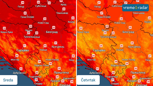 Temperatura u padu