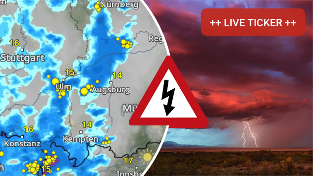 WetterRadar und Foto von Gewitter