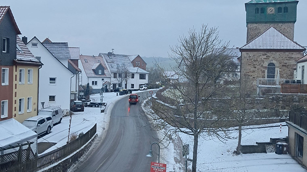 Das nordhessische Helsa bei Kassel präsentiert sich ebenfalls winterlich.