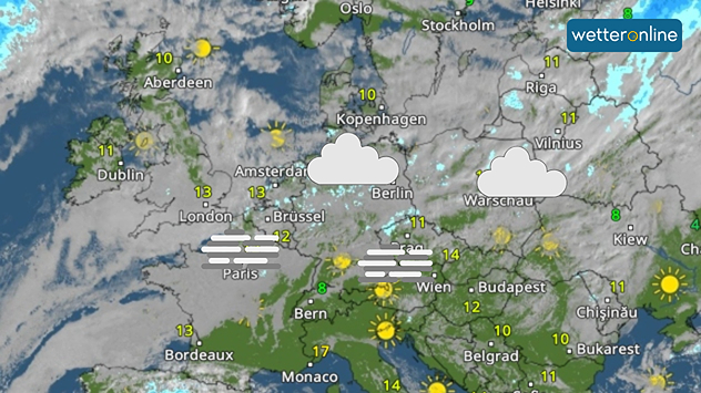 WetterRadar zeigt Dauergrau in halb Europa