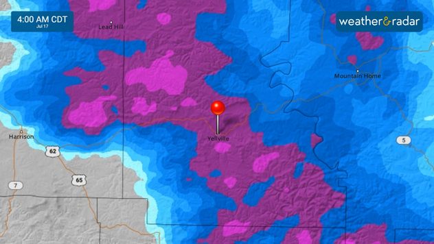 RainRadar showing Yellville, Ark.