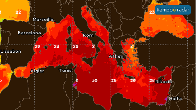 El mar Mediterráneo sigue manteniendo temperaturas excepcionalmente cálidas.