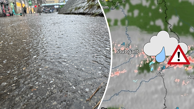 Glatteis in der Stuttgarter Innenstadt - WetterRadar zeigt gefrierenden Regen
