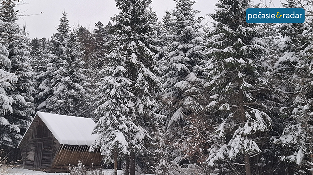 Zimná zasnežená krajina.