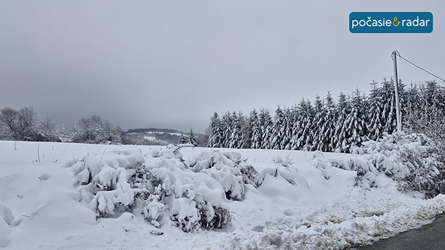 Zimná zasnežená krajina.