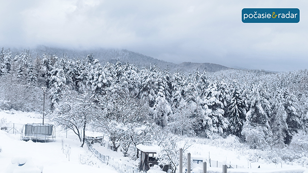 Zimná zasnežená krajina.