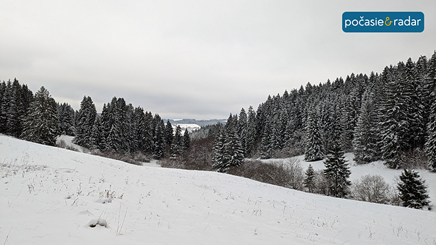 Zimná zasnežená krajina.