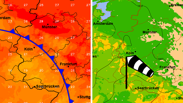 Temperaturrückgang am Abend im Westen - ruppiger Wind