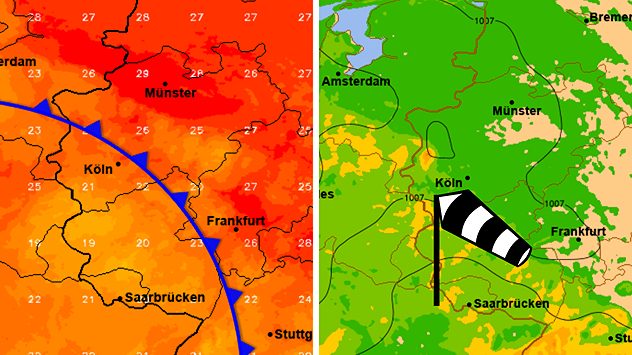 Temperaturrückgang am Abend im Westen - ruppiger Wind