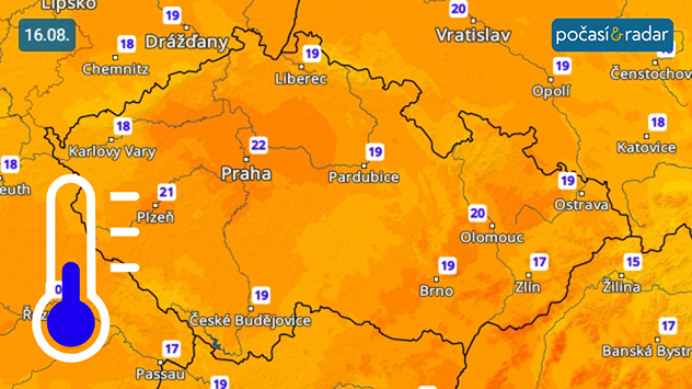 Předpověď minimálních teplot, sobota 16. 8.: Postupně rostou i minimální noční teploty. Noc na pátek, zejména ale noc na sobotu, bude na některých místech dokonce tropická – tedy noc, kdy teplota vůbec nepoklesne pod 20 °C.