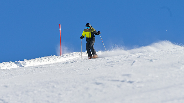 Skifaherer bei Kaiserwetter
