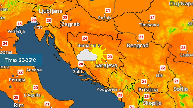 Pretežno sunčano, nerijetko 20-25°C