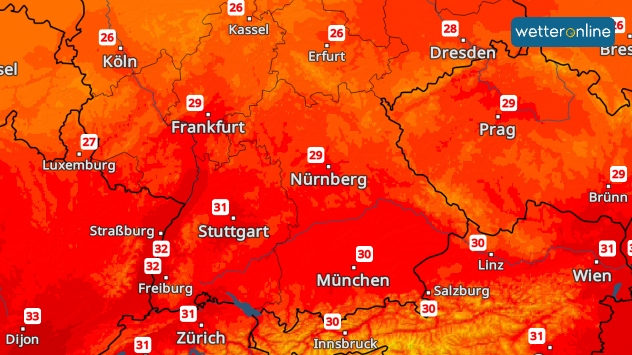 TemperaturRadar: Bis zu 32 Grad im Süden