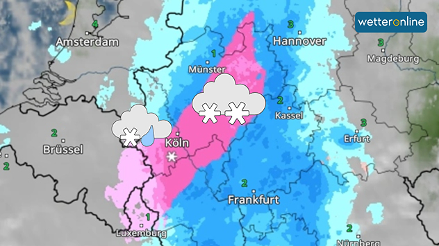 Unser WetterRadar zeigt am frühen Donnerstagmorgen Schnee und Regen.
