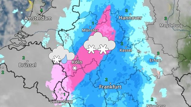 WetterRadar zeigt am frühen Donnerstagmorgen Schnee