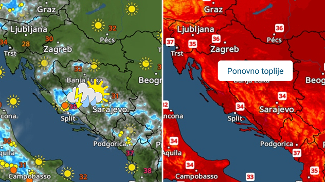 Pljuskovi ponegdje, od nedjelje preko 35°C