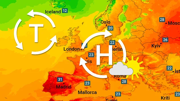 Wetterkarte Europa zeigt ein Hoch über Mitteleuropa