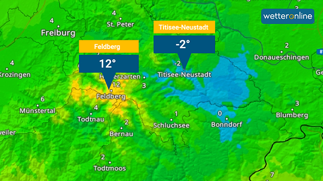TemperaturRadar von heute früh: Frost und zweistellige Temperaturen liegen nahe beieinander. 