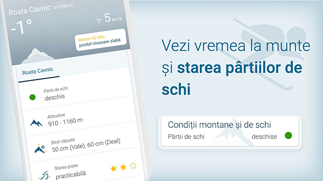 Vremea la schi și la munte în aplicația Meteo & Radar