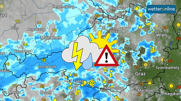 Vor allem in den östlichen Landesteilen drohen am Mittwoch heftige Gewitter mit Unwetterpotenzial.