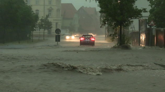 Wassermassen in Blankenburg im Harz